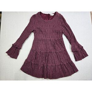Loveriche Crinkle Tiered Long Sleeve Dress Large Boho Romantic Fairy Renaissance